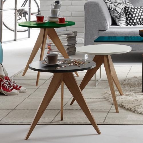 Table d'appoint contemporaine - CT 71 - hülsta - en bois laqué / avec piètement en chêne / avec piètement en noyer