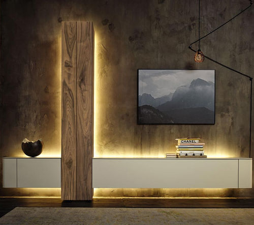 Ensemble mural de salon contemporain - GENTIS  - hülsta - en bois laqué / en chêne / pour TV