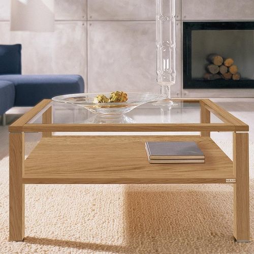 Table basse contemporaine - CT 10 - hülsta - en verre / avec piètement en chêne / avec piètement en noyer