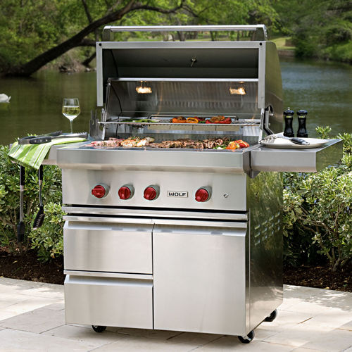 Barbecue à gaz - OG36 - SUB-ZERO - sur roulettes / en acier inoxydable