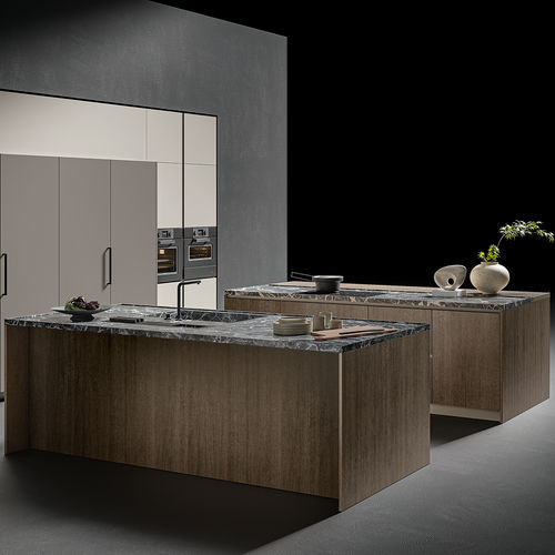 Cuisine contemporaine - CX 13 - COMPREX - en noyer / en MDF / en pierre