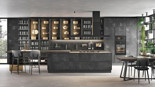 Cuisine contemporaine - CLOVER - CUCINE LUBE - en bois / avec îlot / sans poignée