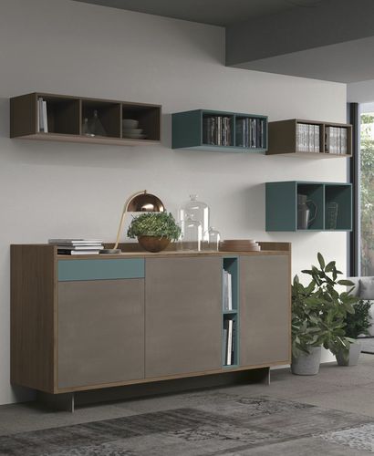 Buffet contemporain - CLOVER - CUCINE LUBE - en bois / avec étagère / modulable
