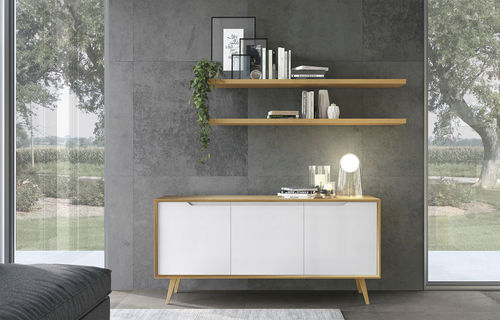 Buffet contemporain - LUNA - CUCINE LUBE - en bois / avec étagère / blanc