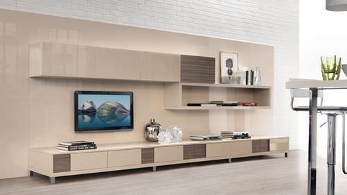 Ensemble TV mural contemporain - CREATIVA - CUCINE LUBE - en bois / en bois laqué