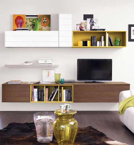 Ensemble TV mural contemporain - ADELE - CUCINE LUBE - en bois laqué