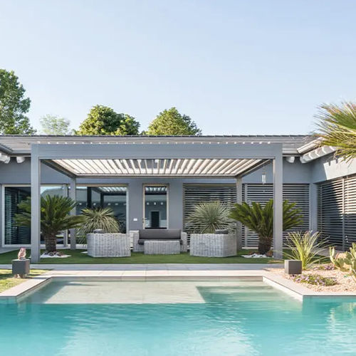 Pergola suspendue - FALCIANO - REPUBBLICA DI SAN MARINO - Gibus SPA - bois / en acier inoxydable / en inox brossé