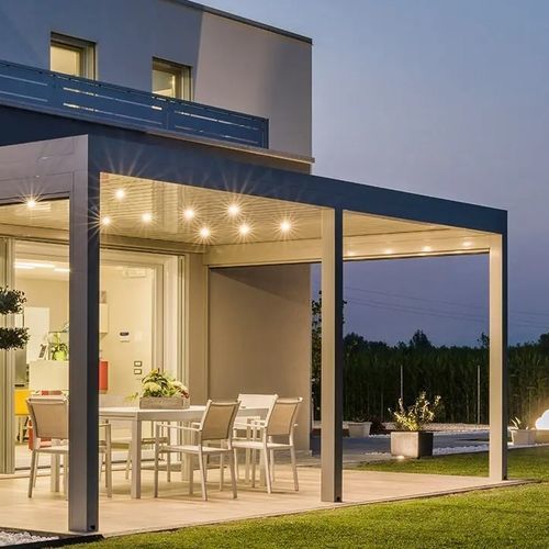Pergola adossée - LUPARI - ITALY - Gibus SPA - en métal / à lames brise soleil / bioclimatique
