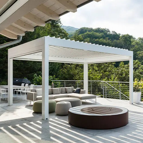 Pergola autoportée - STRESA - ITALY - Gibus SPA - aluminium / en verre / à lames brise soleil