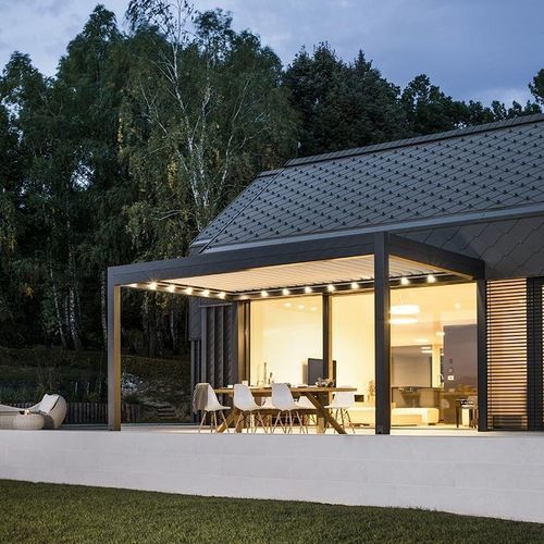Pergola autoportée - TWIST - Gibus SPA - adossée / en aluminium extrudé / à lames orientables