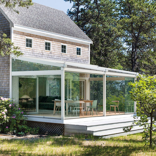 Pergola adossée - ZERO+ - Gibus SPA - en aluminium peint / en aluminium thermolaqué / couverture coulissante en toile PVC