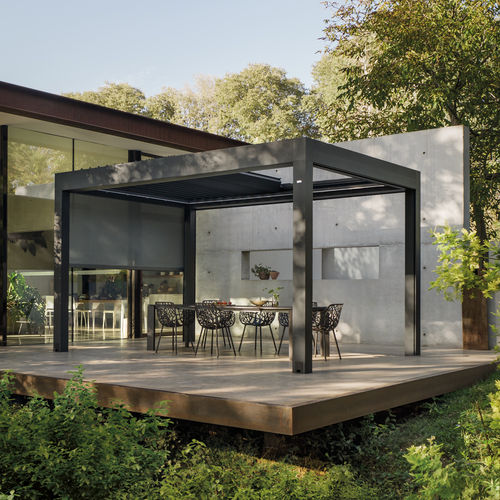Pergola autoportée - VELVET PLUS - Gibus SPA - adossée / en aluminium extrudé / en verre