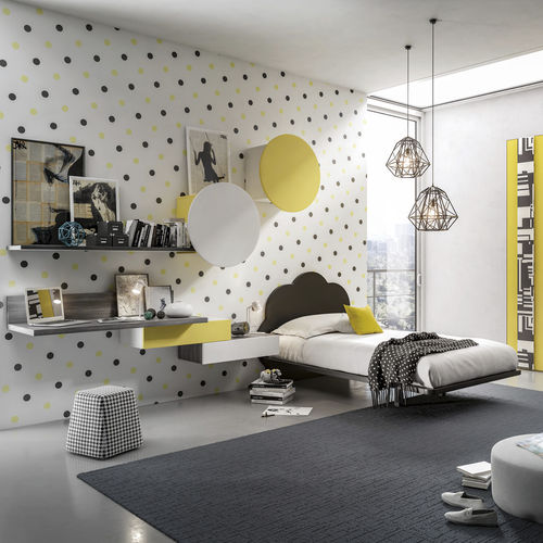 Chambre d'enfant blanche - 346 - TUMIDEI - jaune / en mélaminé / en aluminium anodisé