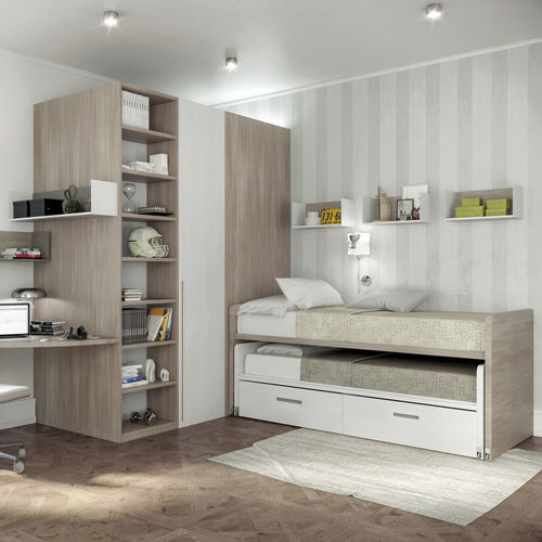 Chambre d'enfant blanche - 370 - TUMIDEI - marron / en bois laqué / en aluminium laqué