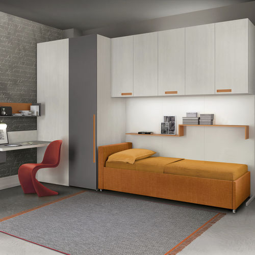 Chambre d'enfant blanche - 369 - TUMIDEI - orange / en mélaminé / en aluminium anodisé