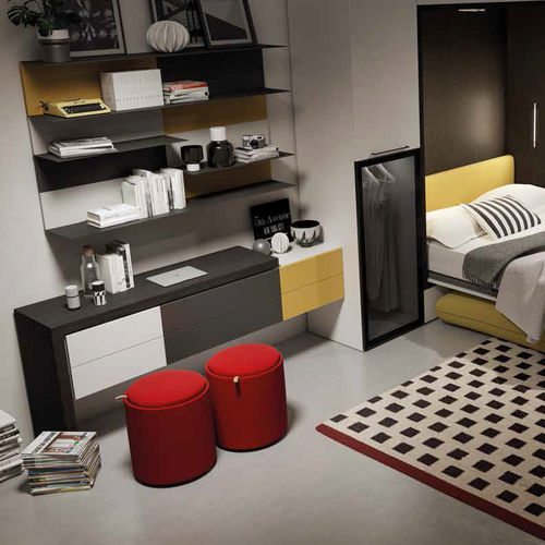 Pouf contemporain - PILL - TUMIDEI - en tissu / rond / avec rangement