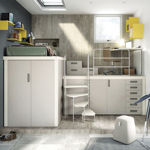 Chambre d'enfant blanche - 314 - TUMIDEI - grise / en mélaminé / en aluminium anodisé