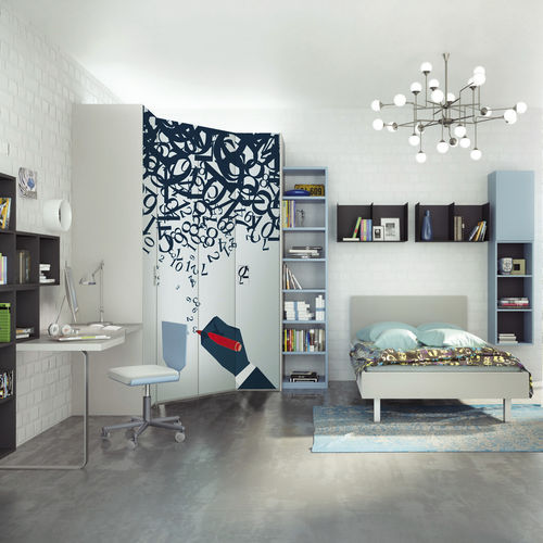 Chambre d'enfant blanche - 349 - TUMIDEI - bleue / en mélaminé / en aluminium anodisé