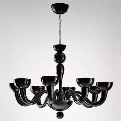 Lustre contemporain - TATE  - PANZERI - en verre / en laiton / 6 ampoules