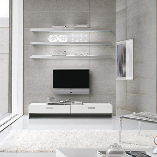 Ensemble TV mural contemporain - Frame - ALIVAR - en chêne / en MDF laqué / en verre trempé