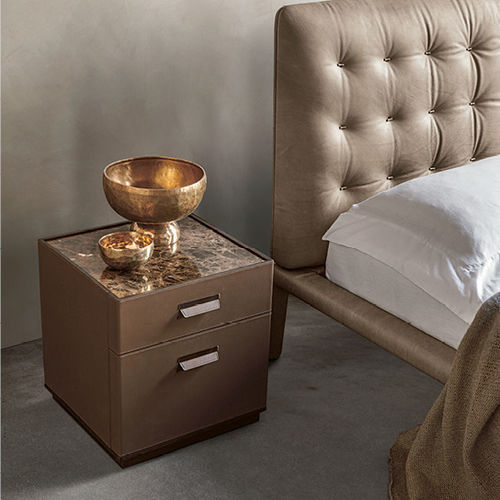 Table de chevet contemporaine - Skin - ALIVAR - en marbre / avec piètement en chêne / avec piètement en noyer