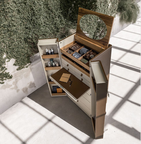 Malle armoire - Bombay - ALIVAR - contemporaine / en noyer / en cuir
