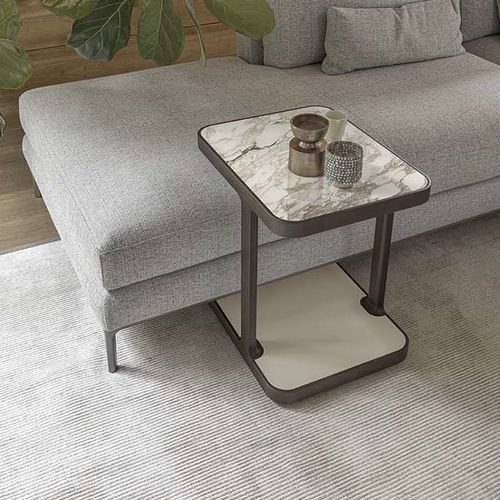 Table d'appoint contemporaine - Toledo - ALIVAR - en MDF laqué / en marbre / avec piètement en frêne