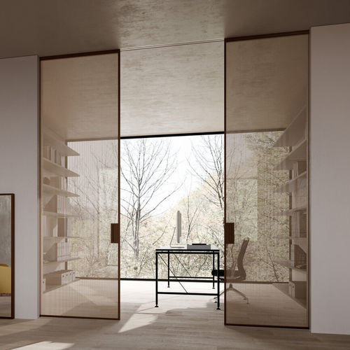 Porte d'intérieur - LINEA - LINVISIBILE - en verre / en verre trempé / en aluminium
