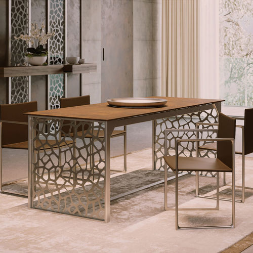 Table contemporaine - Orizzonte - LINVISIBILE - en bois / en verre / en céramique