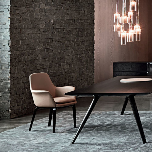 Fauteuil moderne - YORK - Minotti - en cuir / en mousse de polyuréthane / en tissu