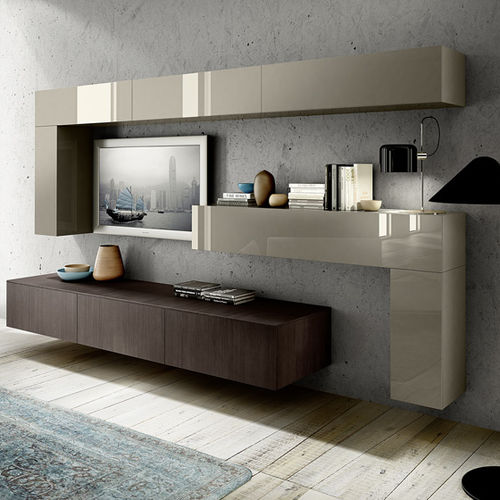 Ensemble TV mural contemporain - MOOD - COMPOSIT - en bois / en bois laqué