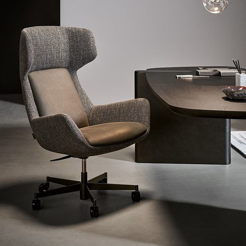 Fauteuil de bureau contemporain - Newton - BONALDO - en cuir / en tissu / en métal