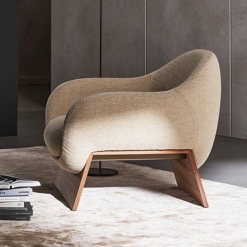 Fauteuil contemporain - Boolean  - BONALDO - en tissu / en cuir / en bois