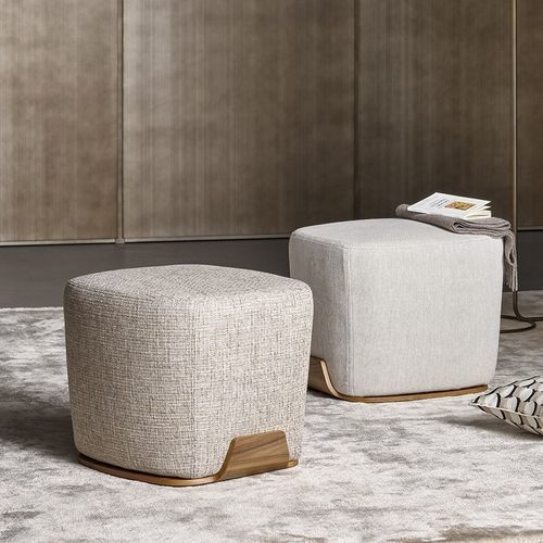 Pouf contemporain - Olos - BONALDO - en cuir / en placage de bois / en noyer