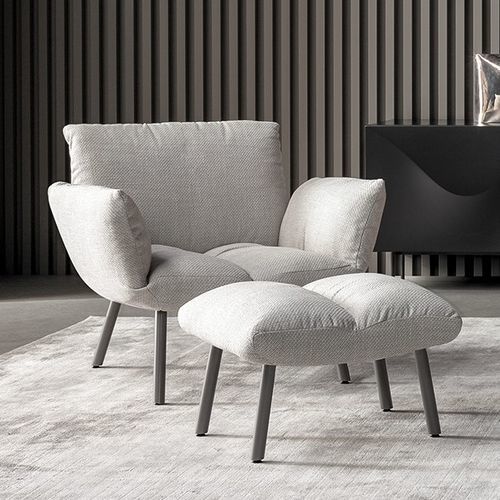 Fauteuil contemporain - Pil  - BONALDO - en cuir / en tissu / avec repose-pieds