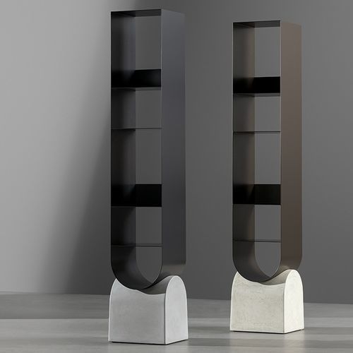 Bibliothèque contemporaine - Vague - BONALDO - en métal peint / en béton / anthracite