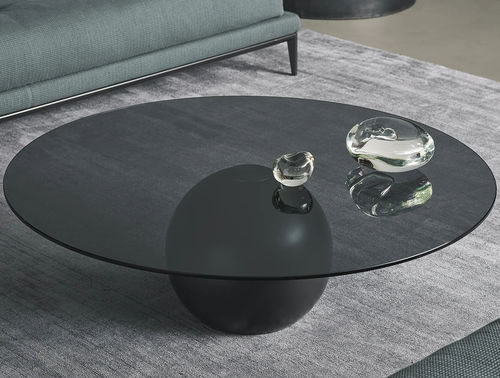 Table basse contemporaine - Circus  - BONALDO - en verre / avec piètement en métal peint / ronde