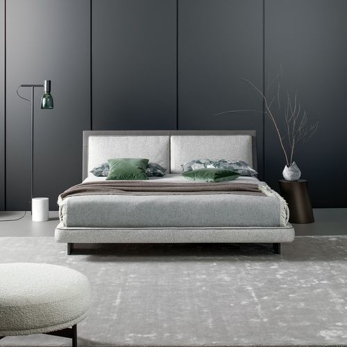 Lit double - Tara - BONALDO - contemporain / tapissé / avec tête de lit en cuir