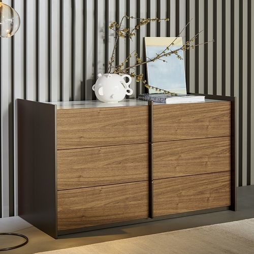 Commode contemporaine - Aureo - BONALDO - en céramique / en placage de bois / en noyer