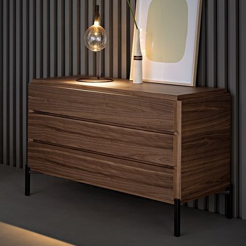 Commode contemporaine - Groove - BONALDO - en métal peint / en placage de bois / en noyer