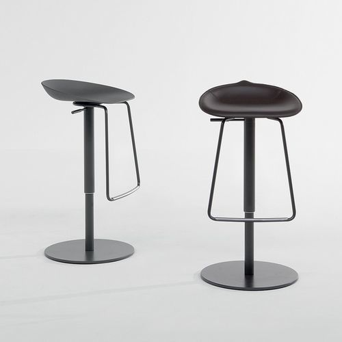 Tabouret de bar contemporain - Tab - BONALDO - en cuir / en plastique / avec piètement en métal peint