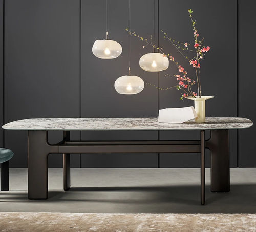 Table à manger contemporaine - Hippos - BONALDO - en placage de bois / en verre / en céramique