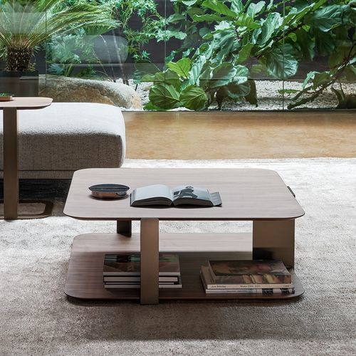 Table basse contemporaine - Paddle - BONALDO - en chêne / en noyer / avec piètement en métal peint