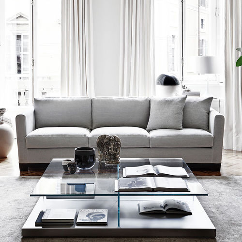 Canapé contemporain - ALLEN - MERIDIANI - en tissu / en cuir / avec accoudoirs