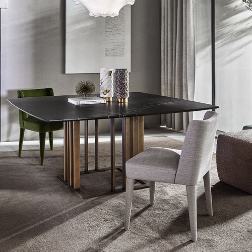 Table à manger contemporaine - CHARLIE  - MERIDIANI - en chêne / en bois laqué brillant / en verre
