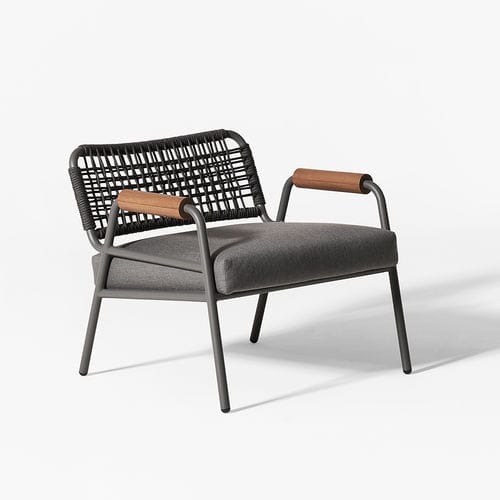 Fauteuil contemporain - ZOE WOOD OPEN AIR - MERIDIANI - en tissu / en corde / en aluminium peint