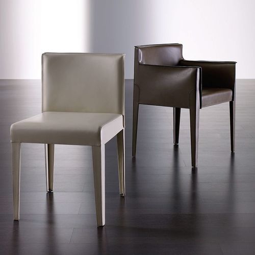 Chaise contemporaine - TATTOO - MERIDIANI - d'intérieur / en cuir / avec piètement en métal