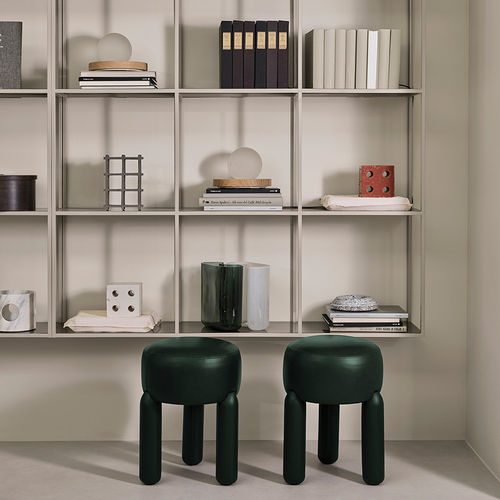 Pouf contemporain - GINO - MERIDIANI - en cuir / en bois / en tissu
