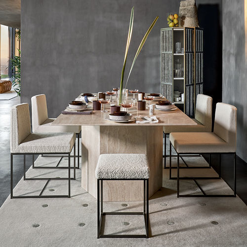 Tabouret contemporain - HARDY - MERIDIANI - en cuir / en tissu / avec piètement en métal