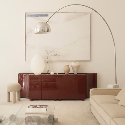 Buffet contemporain - WALLIS - MERIDIANI - en cuir / en bois laqué brillant / en bois laqué mat